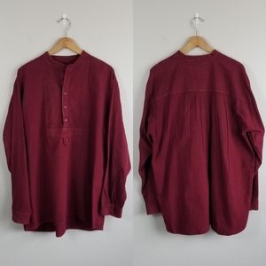 Scully Vintage Western Burgundy Peruvian Cotton Pullover Henley Shirt Size XL